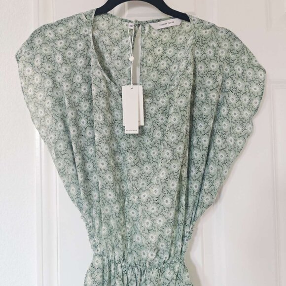 NEW Rebecca Taylor Floral Print Silk Cutout Midi Dress summer vacation - Picture 5 of 5